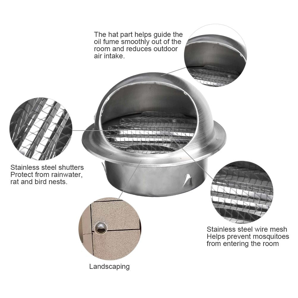 100/150mm Ventilation Outlet Stainless Steel Air Vent Grille Cover