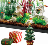 Fish Tank Aquarium Ornament Resin Christmas Tree Gift Box Ornament Christmas Landscaping Decor