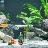 Fish Tank Aquarium Ornament Resin Christmas Tree Gift Box Ornament Christmas Landscaping Decor