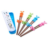 1 Pair Kids Wood Chopsticks Cartoon Children Chopsticks Learning Easy to Use Training Chopsticks for Children Kids - Front View