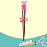 1 Pair Kids Wood Chopsticks Cartoon Children Chopsticks Learning Easy to Use Training Chopsticks for Children Kids - 45-Degree Angle