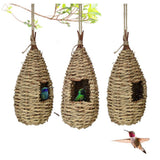 Humming Bird Houses for Outside Hanging Natural Grass Hanging Bird Hut Hand Woven Hummingbird Nest