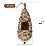 Humming Bird Houses for Outside Hanging Natural Grass Hanging Bird Hut Hand Woven Hummingbird Nest - Top-Down View