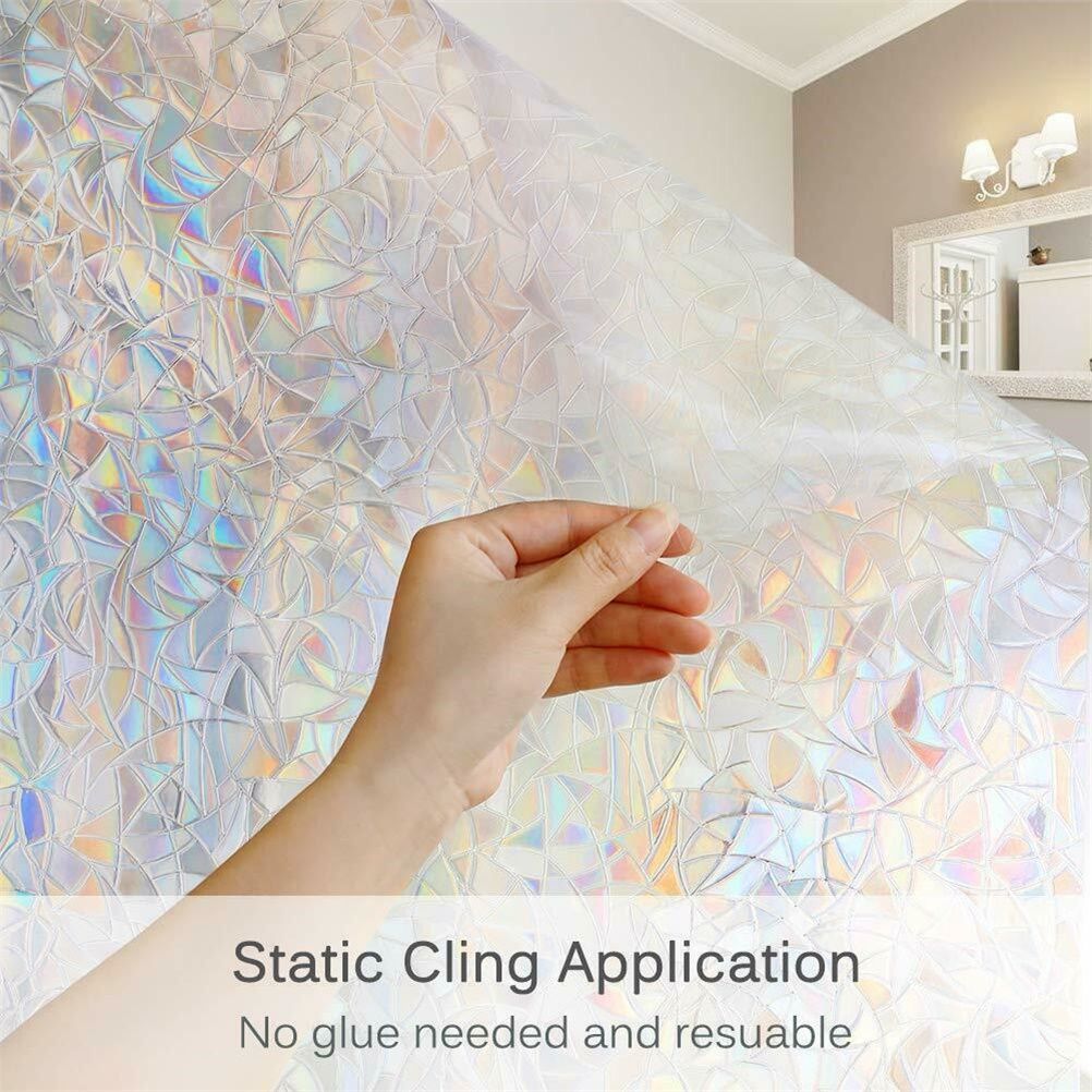 3D Static Decorative Window Glass Film Static Cling Window Foil Anti UV Rainbow Film Home Decor