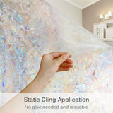 3D Static Decorative Window Glass Film Static Cling Window Foil Anti UV Rainbow Film Home Decor - Side View