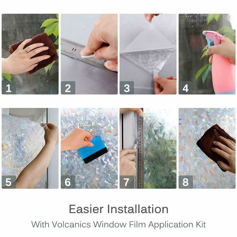 3D Static Decorative Window Glass Film Static Cling Window Foil Anti UV Rainbow Film Home Decor