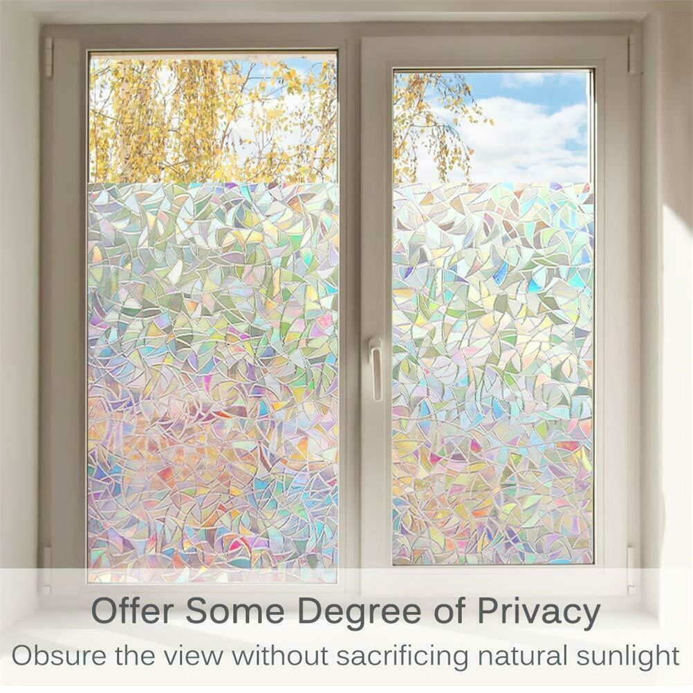 3D Static Decorative Window Glass Film Static Cling Window Foil Anti UV Rainbow Film Home Decor