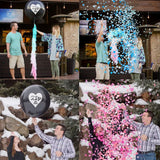 69PCS Baby Gender Reveal Party Supplies Kit Black Balloon Pink Blue Confetti Boy or Girl Banner Party Decorations Photo Props - Top-Down View