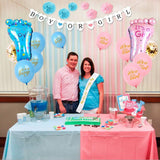 69PCS Baby Gender Reveal Party Supplies Kit Black Balloon Pink Blue Confetti Boy or Girl Banner Party Decorations Photo Props
