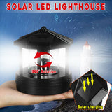 Solar Powered Lighthouse Rotating Outdoor Waterproof LED Solar Light Beacon Tower Decorative Lamp for Garden Lawn Patio - Rear View