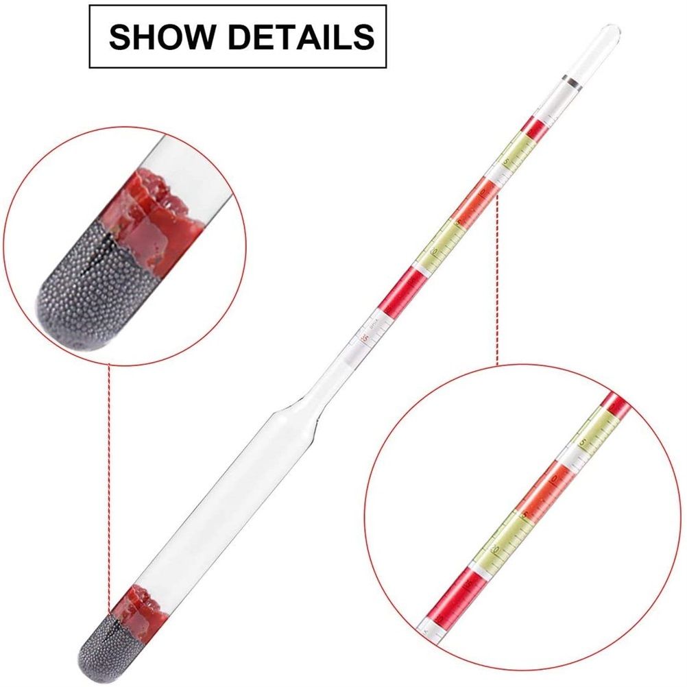3 Scale Hydrometer Alcohol Brix Meter 3 in 1 Densimeter for Wine Beer