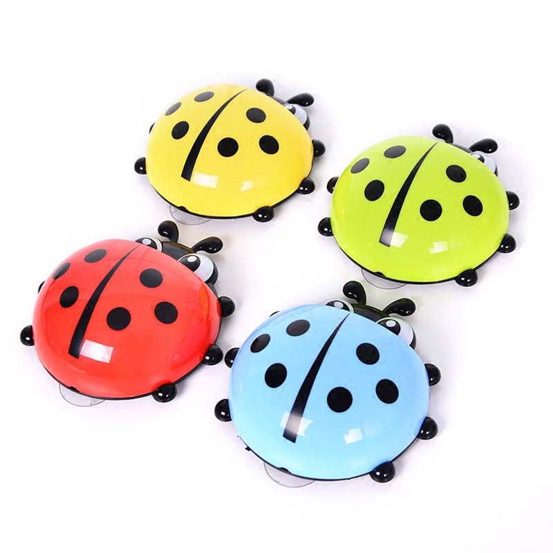 Bathroom Cartoon Ladybug Sucker Toothbrush Holder Children Kids Suction Hooks Toothbrush Holder