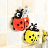 Bathroom Cartoon Ladybug Sucker Toothbrush Holder Children Kids Suction Hooks Toothbrush Holder - Top-Down View
