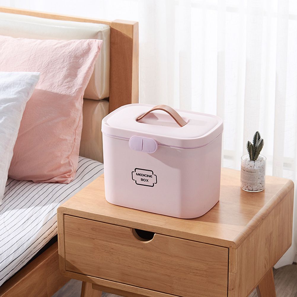 Family Medication Box Portable First Aid Box Organizer with Easy to Open Buckle Snap