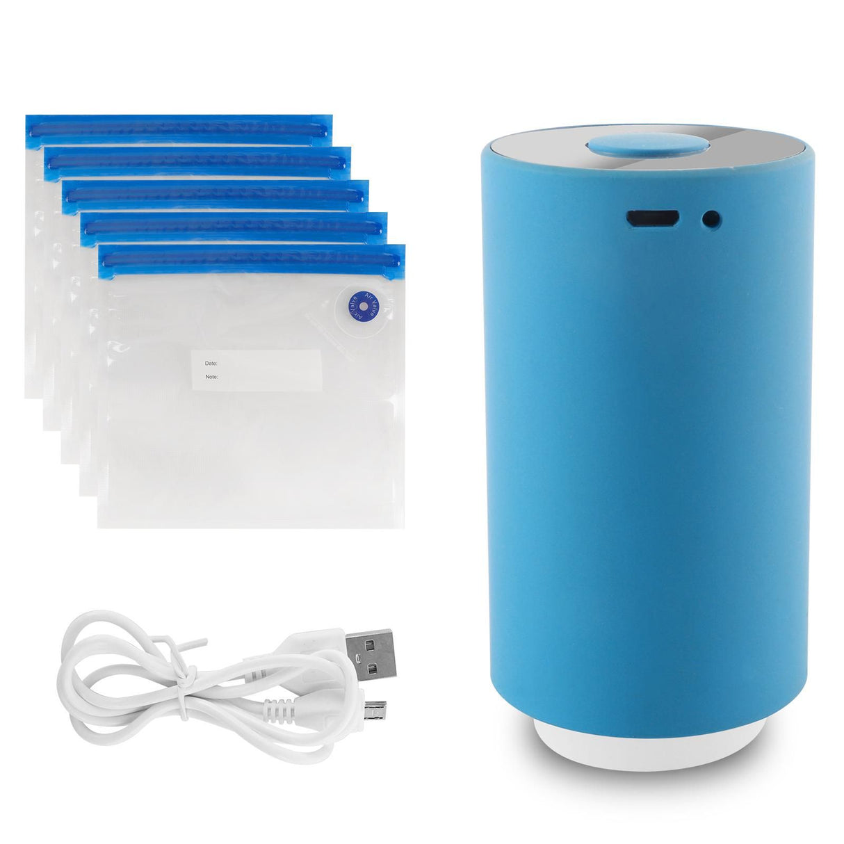 Mini Automatic Vacuum Pump Portable Vacuum Sealer Machine with Vacuum Bags for Food Kitchen and Home Use