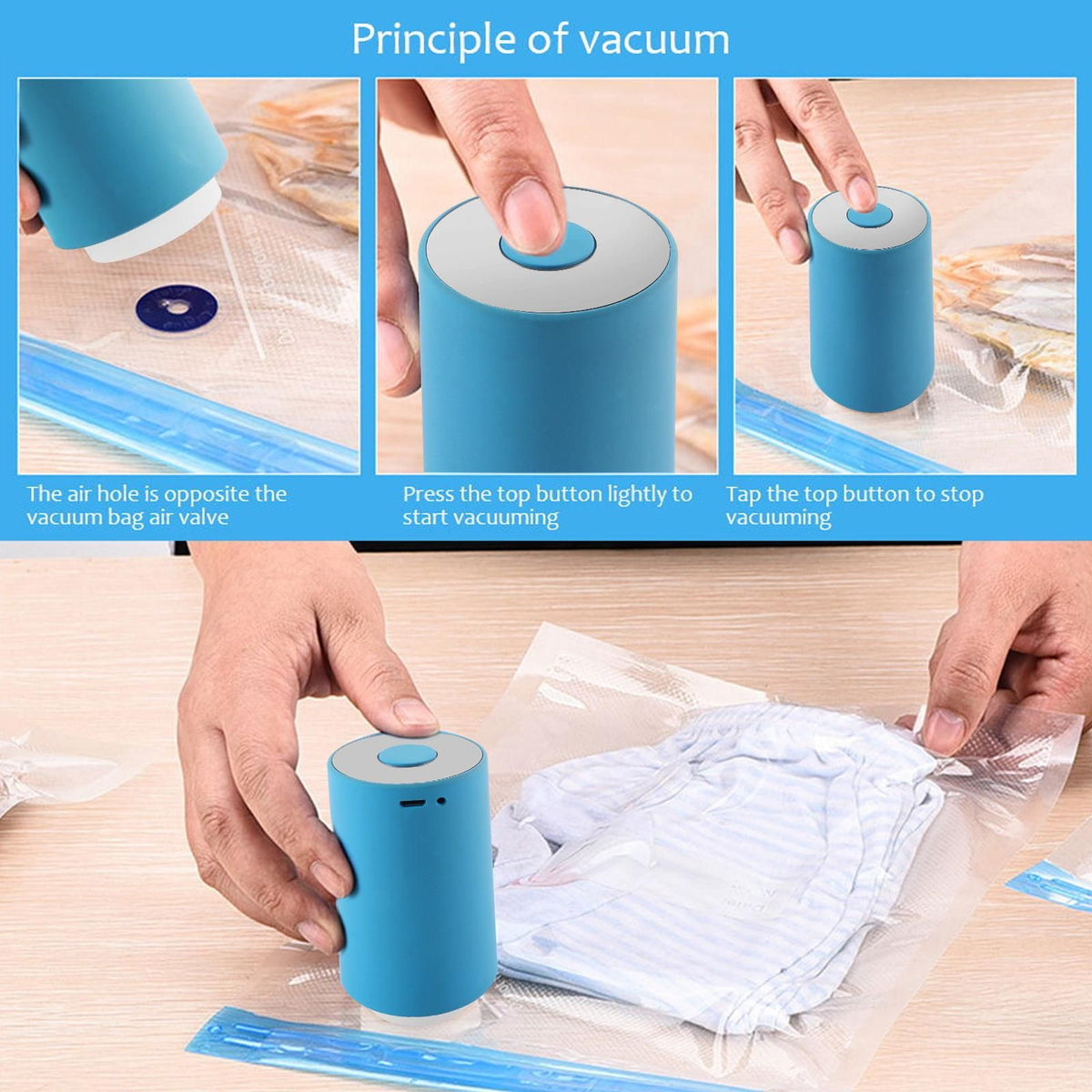 Mini Automatic Vacuum Pump Portable Vacuum Sealer Machine with Vacuum Bags for Food Kitchen and Home Use