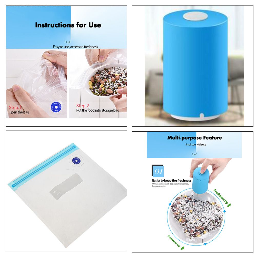 Mini Automatic Vacuum Pump Portable Vacuum Sealer Machine with Vacuum Bags for Food Kitchen and Home Use