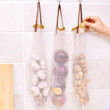 3Pcs Kitchen Fruits Vegetables Storage Hanging Bags Reusable Grocery Produce Bags Mesh Ecology Shopping Tote Bags - Front View