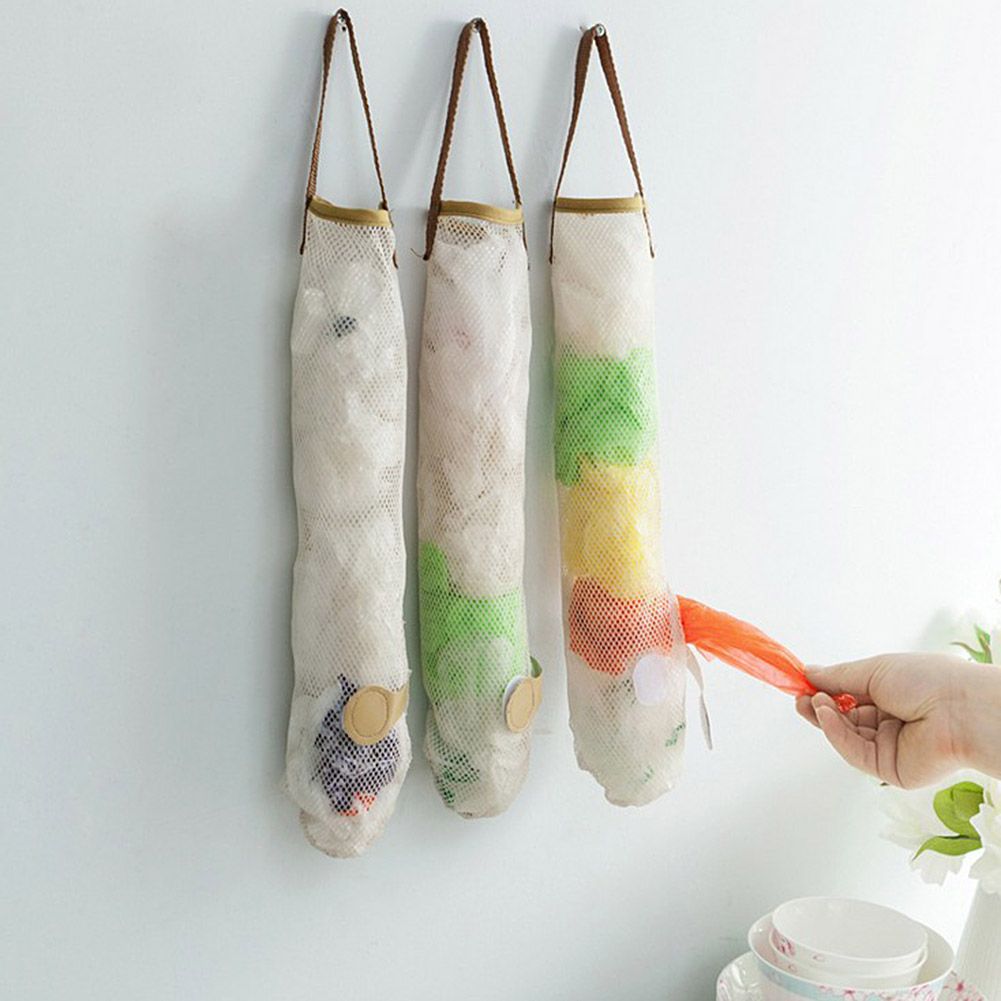 3Pcs Kitchen Fruits Vegetables Storage Hanging Bags Reusable Grocery Produce Bags Mesh Ecology Shopping Tote Bags
