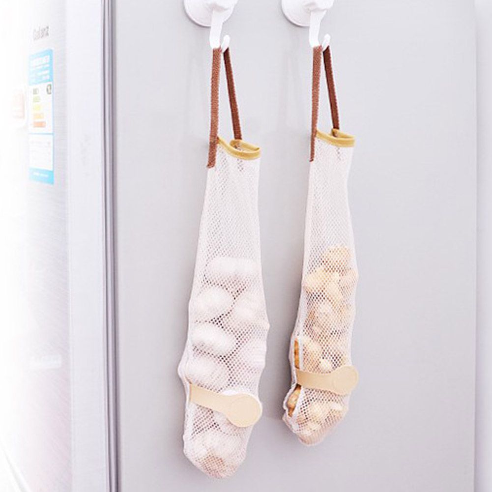 3Pcs Kitchen Fruits Vegetables Storage Hanging Bags Reusable Grocery Produce Bags Mesh Ecology Shopping Tote Bags