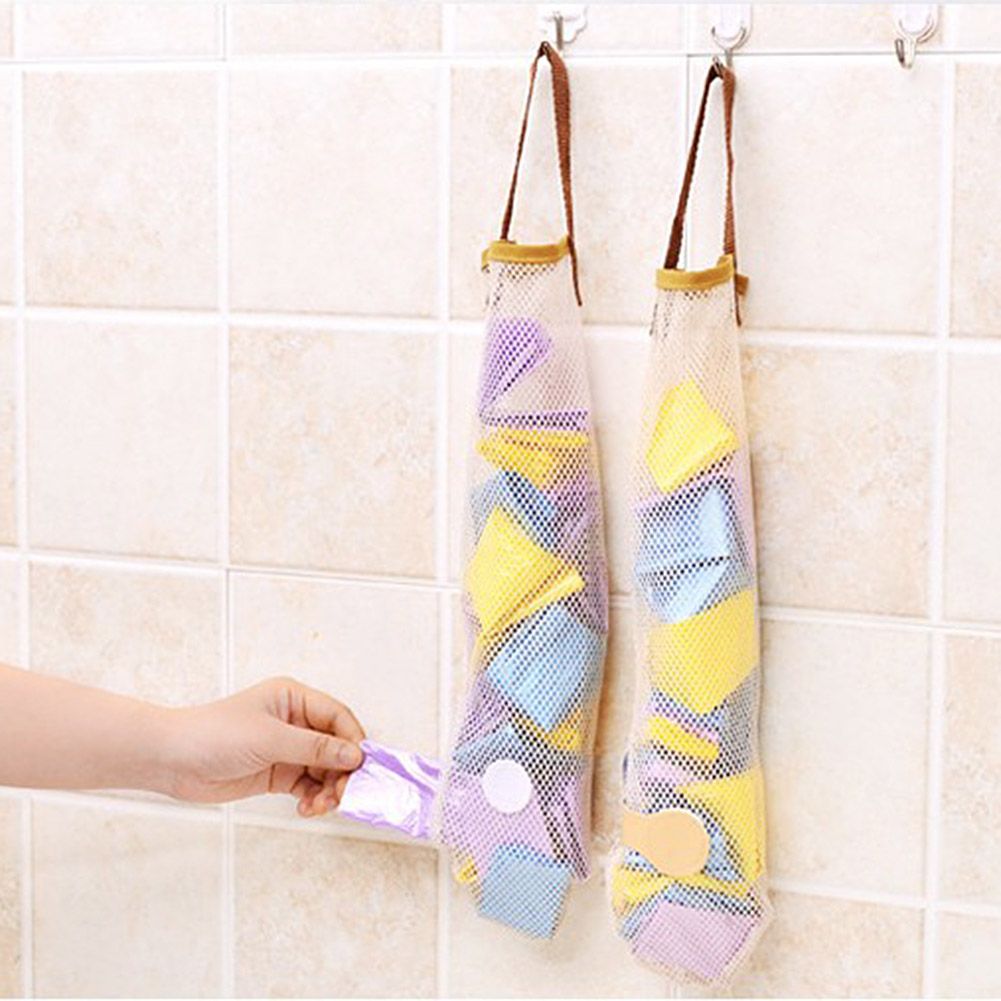 3Pcs Kitchen Fruits Vegetables Storage Hanging Bags Reusable Grocery Produce Bags Mesh Ecology Shopping Tote Bags