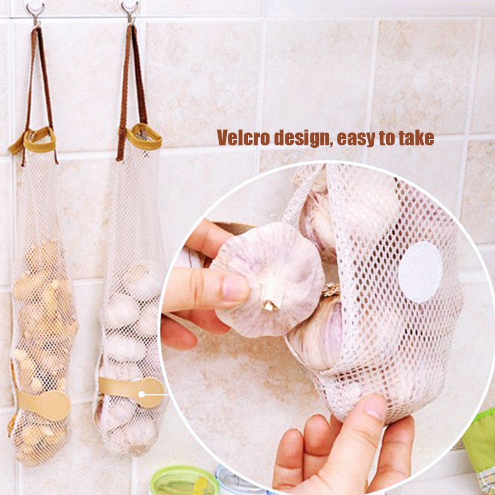 3Pcs Kitchen Fruits Vegetables Storage Hanging Bags Reusable Grocery Produce Bags Mesh Ecology Shopping Tote Bags