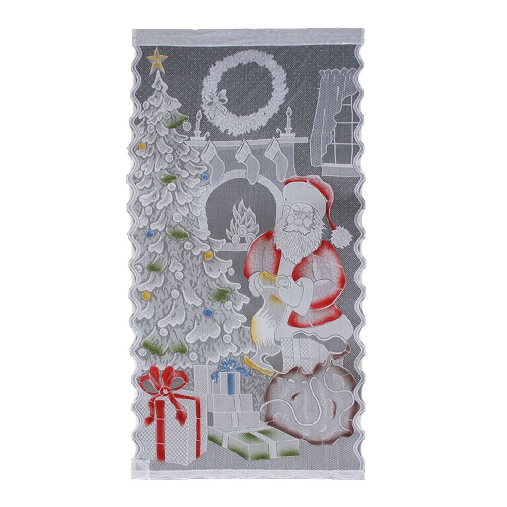 Christmas Lace Curtains LED Light Santa Claus Half Blackout Curtains Living Room Bedroom Home Decor