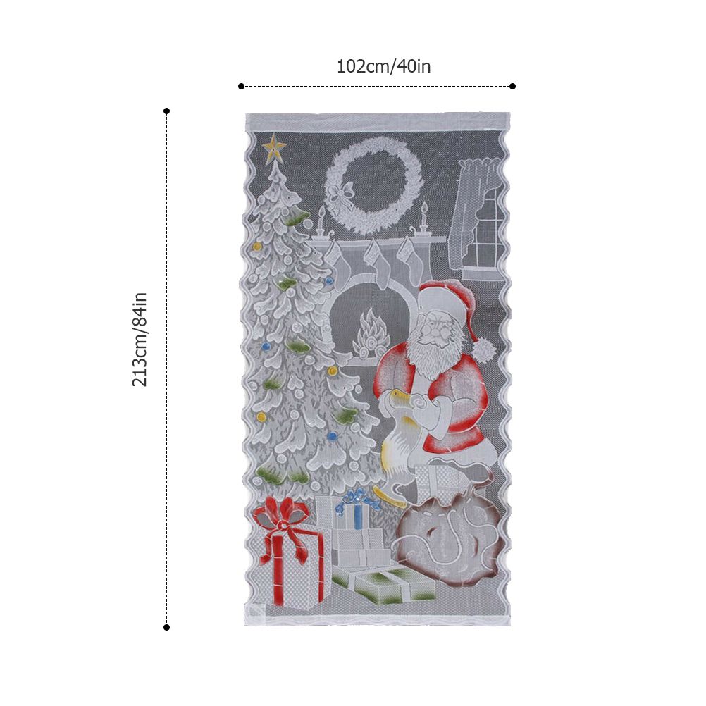Christmas Lace Curtains LED Light Santa Claus Half Blackout Curtains Living Room Bedroom Home Decor