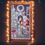 Christmas Lace Curtains LED Light Santa Claus Half Blackout Curtains Living Room Bedroom Home Decor