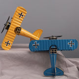 Vintage Metal Plane Crafts Retro Aircraft Model Biplane Aircraft Ornaments - Close-Up Angle