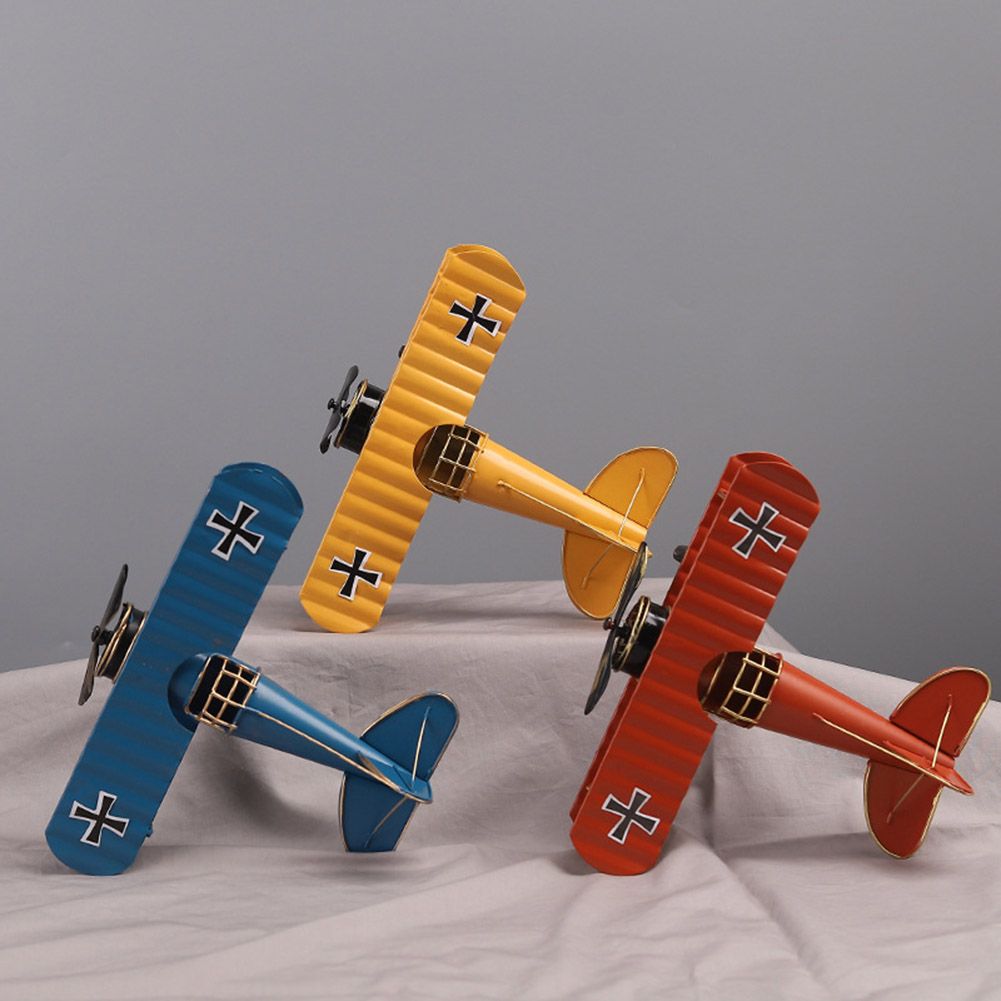 Vintage Metal Plane Crafts Retro Aircraft Model Biplane Aircraft Ornaments