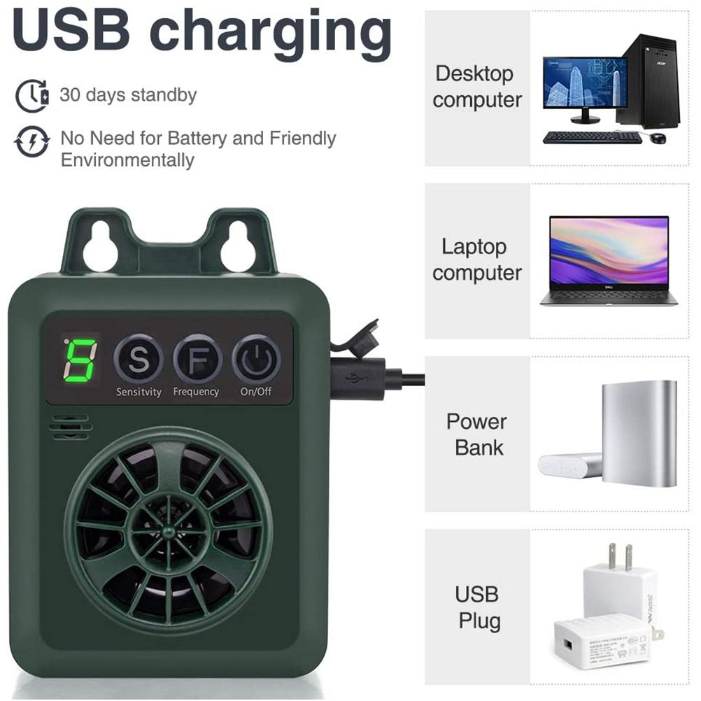 Ultrasonic Anti Barking Device Ultrasonic Stop Barking Device with 4 Sensitivity Adjustable Levels USB Rechargeable Dog Bark Control