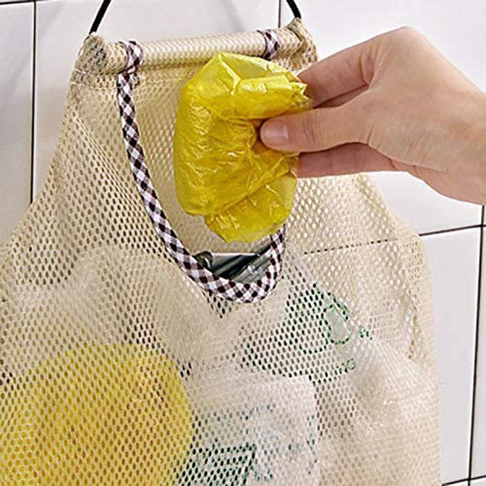 2pcs Hanging Mesh Space Saver Bags Organizer Fruit Storage for Kitchen Bathroom Mesh Hanging Bag