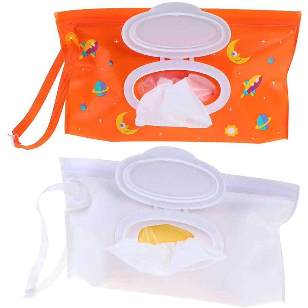 2Pcs Portable Wet Wipes Dispenser Holder Wipes Bags Case Pouch Reusable Refillable Travel Wipes Pouches Storage Container Bag