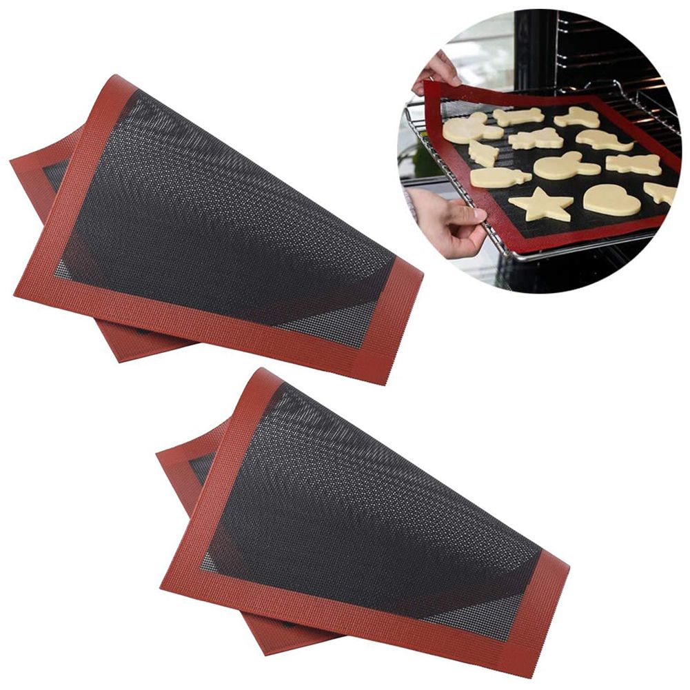 2 pcs Non Stick Baking Pan Glass Fiber Oven Mat Cake Mat Silicone Baking Pad Baking Pastry Tools