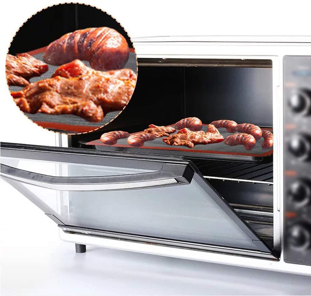 2 pcs Non Stick Baking Pan Glass Fiber Oven Mat Cake Mat Silicone Baking Pad Baking Pastry Tools
