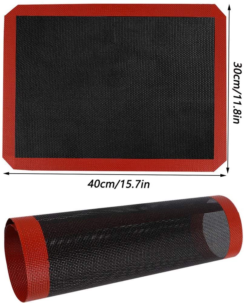 2 pcs Non Stick Baking Pan Glass Fiber Oven Mat Cake Mat Silicone Baking Pad Baking Pastry Tools