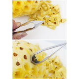 2 Pcs Stainless Steel Pineapple Eye Peeler Kitchen Seed Remover Cutting Clip Supplies - Top-Down View