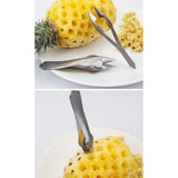 2 Pcs Stainless Steel Pineapple Eye Peeler Kitchen Seed Remover Cutting Clip Supplies - 45-Degree Angle