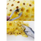 2 Pcs Stainless Steel Pineapple Eye Peeler Kitchen Seed Remover Cutting Clip Supplies - Rear View