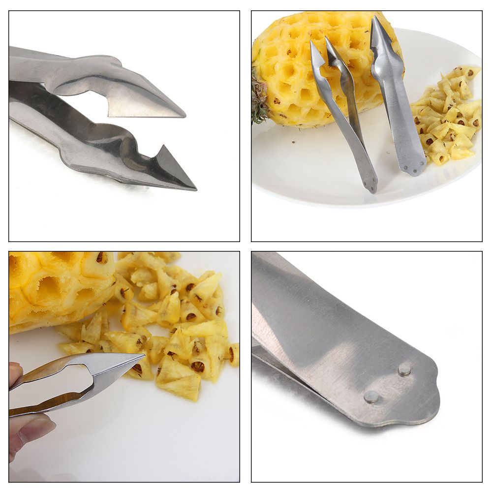 2 Pcs Stainless Steel Pineapple Eye Peeler Kitchen Seed Remover Cutting Clip Supplies