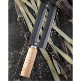 Sugarcane Peeling Kinfe Pineapple Peeler Carbon Steel Sugar Cane Peeling Cutter with Wooden Handle - Front View