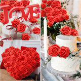100PCS Artificial Rose Flowers Red Foam Roses Fake Roses DIY Decoration for Wedding Party Decoration Crafts