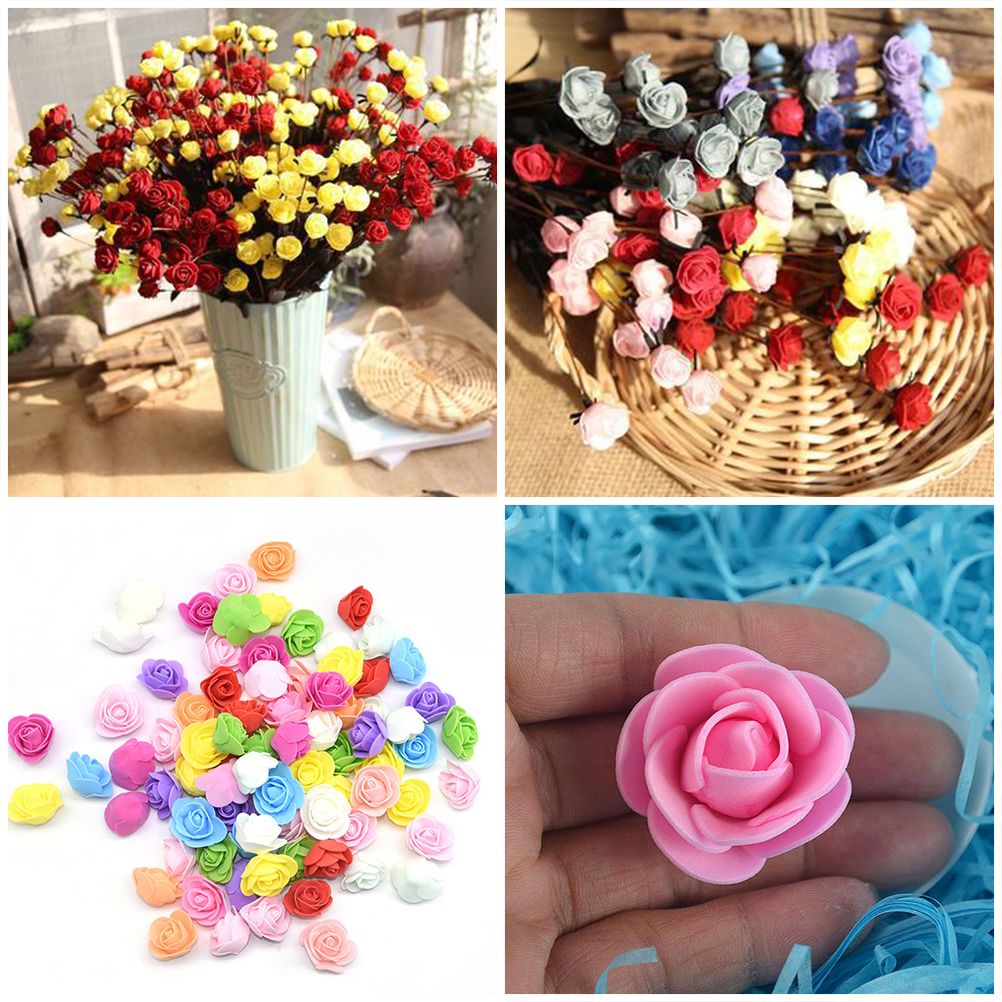 100PCS Artificial Rose Flowers Red Foam Roses Fake Roses DIY Decoration for Wedding Party Decoration Crafts