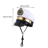 Halloween Captain Sailors Hat White Captain Hat Dog Cat Puppy Sailor for Halloween Party Cosplay Costume