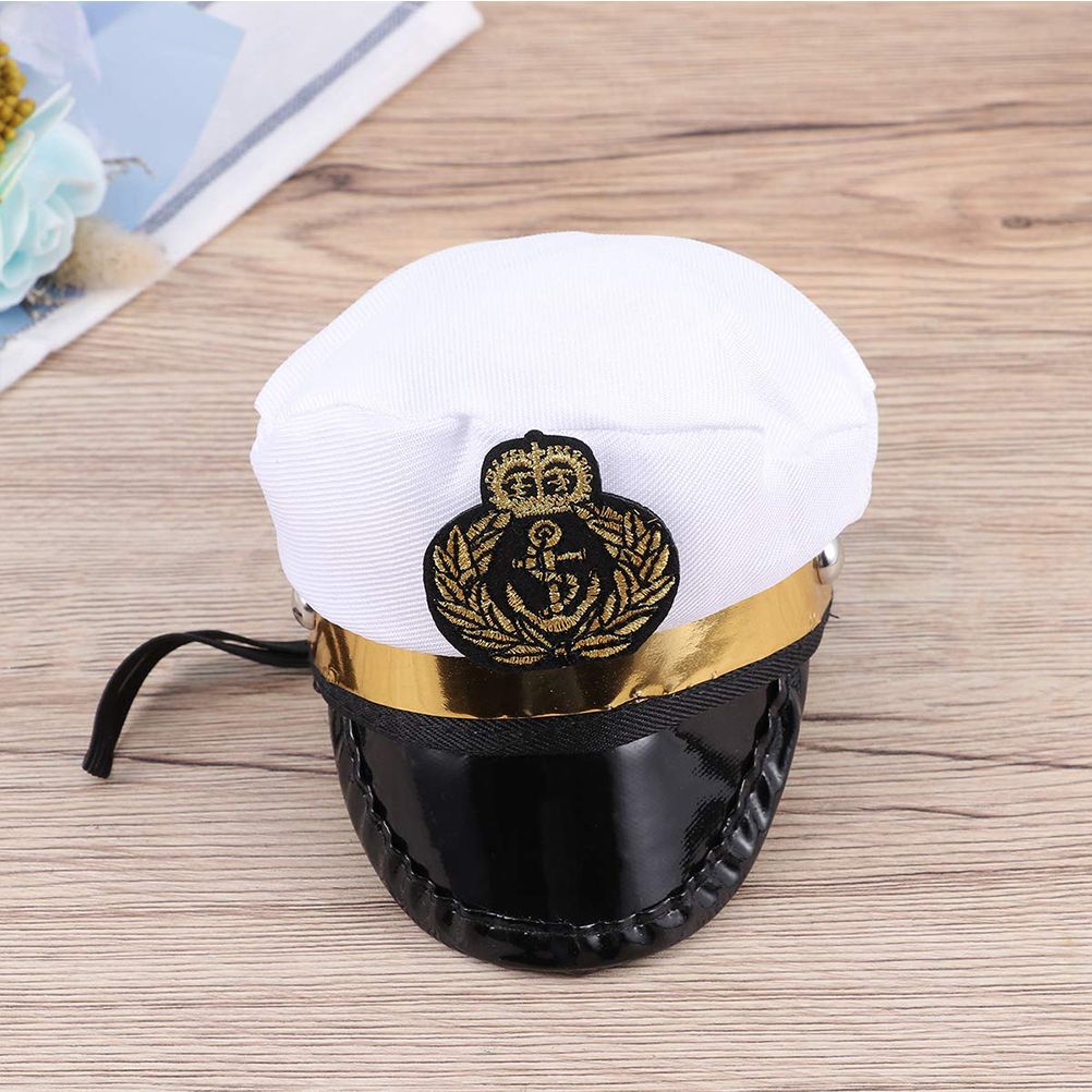 Halloween Captain Sailors Hat White Captain Hat Dog Cat Puppy Sailor for Halloween Party Cosplay Costume