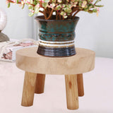 Indoor Plant Stand Wood Mini Flowerpot Stand Wood Stool Wooden Flowerpot Holder - Side View