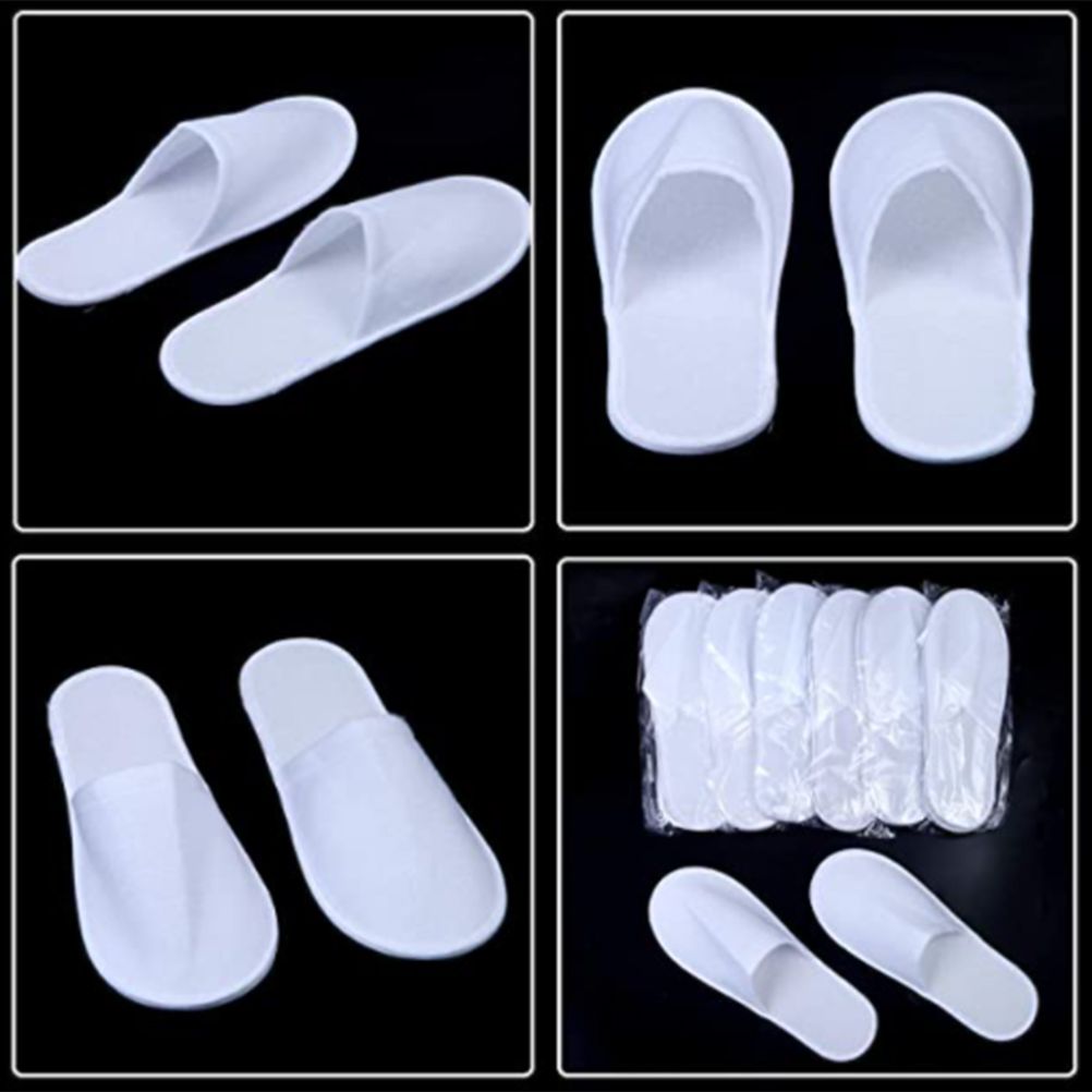 12 Pairs Disposable Spa Slippers for Men Women Non Slip Closed Toe Spa Slippers for Hotel Home Travel