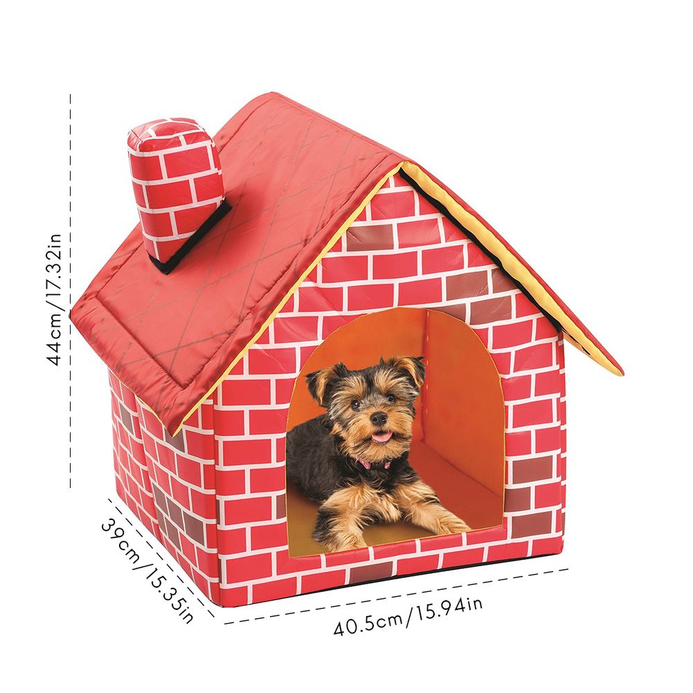 Portable Cat Puppy Home Red Brick Pet Dog House Warm And Cozy Cat Bed Dog Kennel House