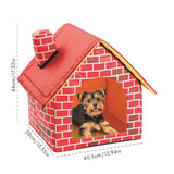 Portable Cat Puppy Home Red Brick Pet Dog House Warm And Cozy Cat Bed Dog Kennel House - Front View